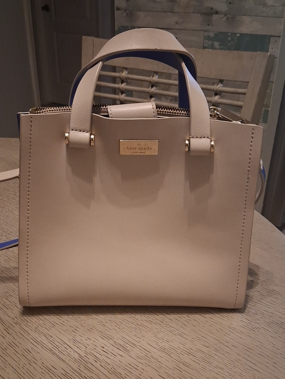 kate spade Cream & Blue Trim Purse